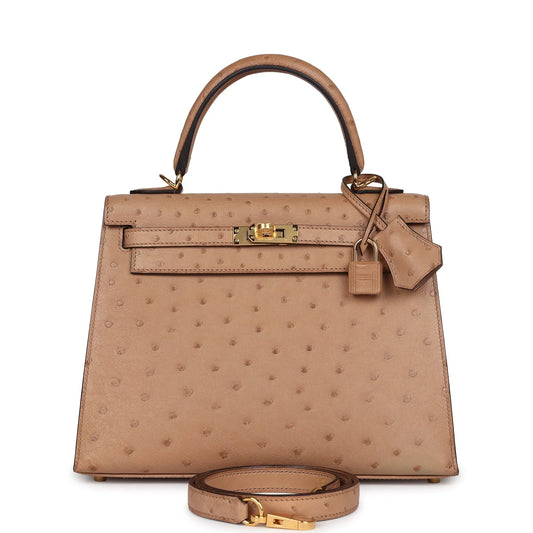 Hermès Kelly Sellier 25 – Chai Ostrich Leather with Gold Hardware - Zeuskicks