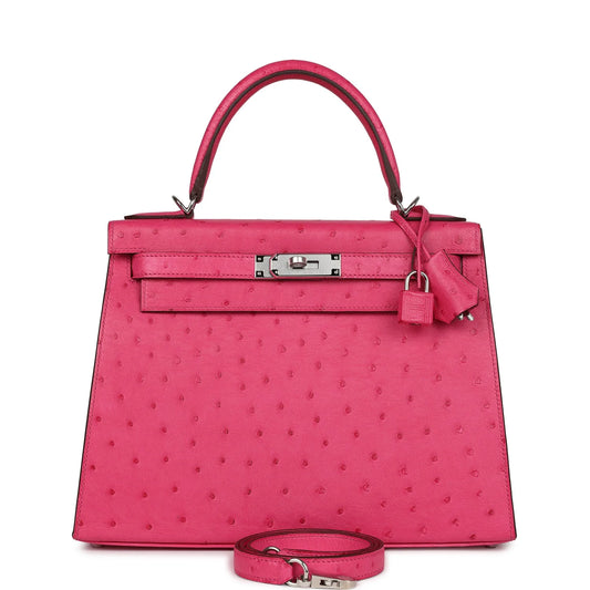 Hermès Kelly Sellier 28 – Rose Tyrien Ostrich Leather with Palladium Hardware