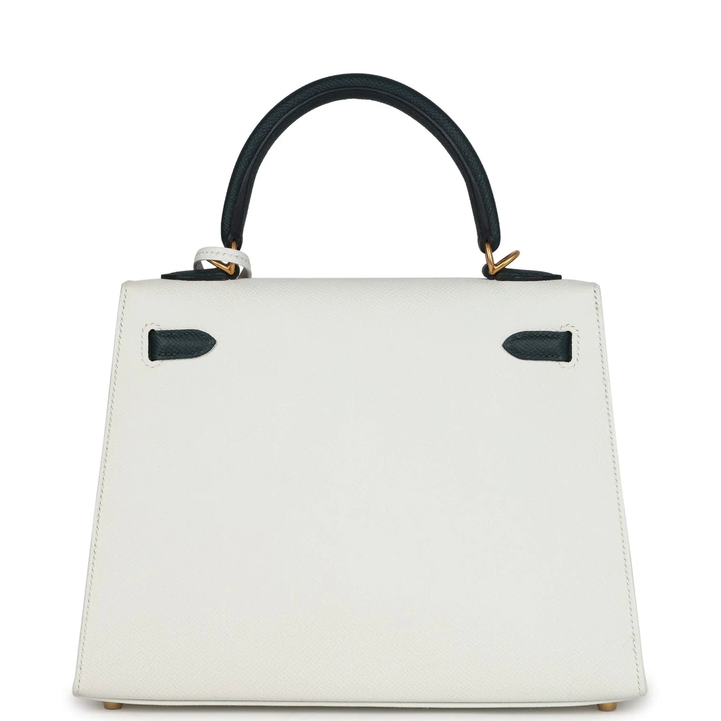 Hermès HSS Kelly Sellier 25 – White & Vert Cypress Epsom with Brushed Gold Hardware - Zeuskicks