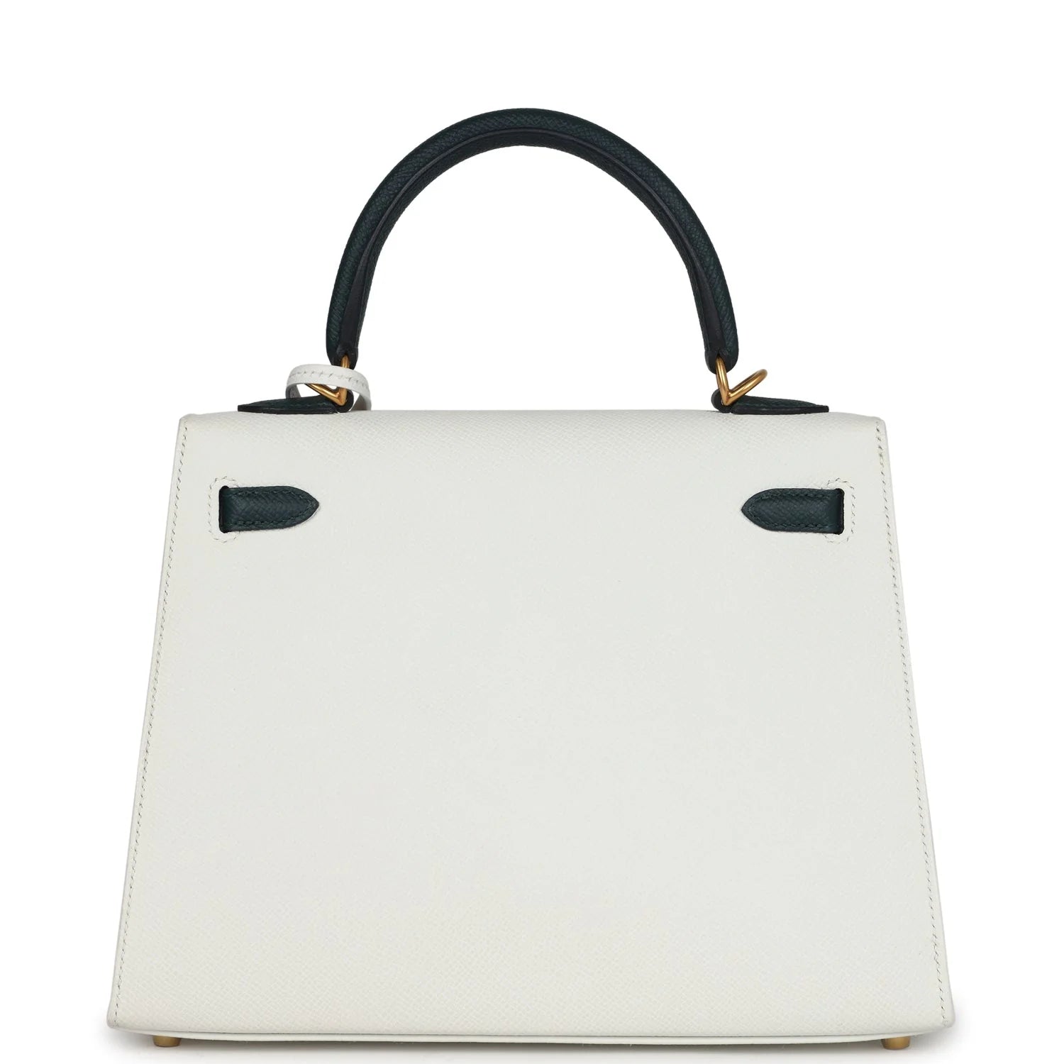 Hermès HSS Kelly Sellier 25 – White & Vert Cypress Epsom with Brushed Gold Hardware - Zeuskicks