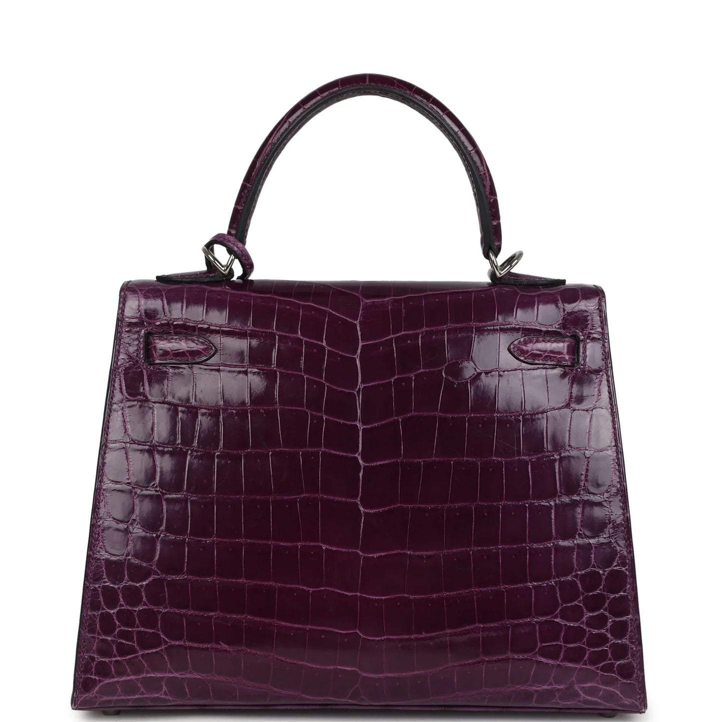 Hermès Kelly Sellier 25 – Amethyst Shiny Niloticus Crocodile with Palladium Hardware - Zeuskicks