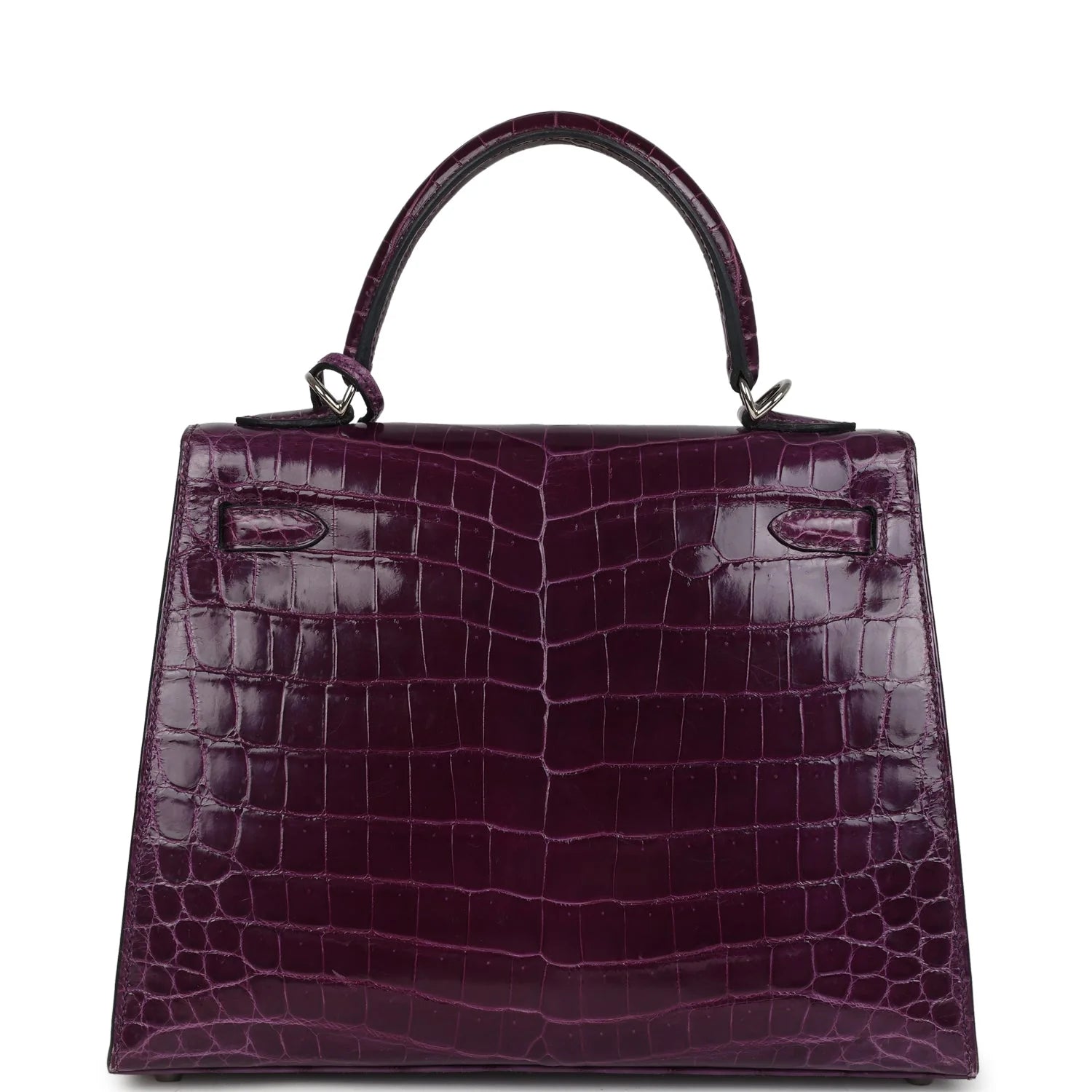Hermès Kelly Sellier 25 – Amethyst Shiny Niloticus Crocodile with Palladium Hardware - Zeuskicks