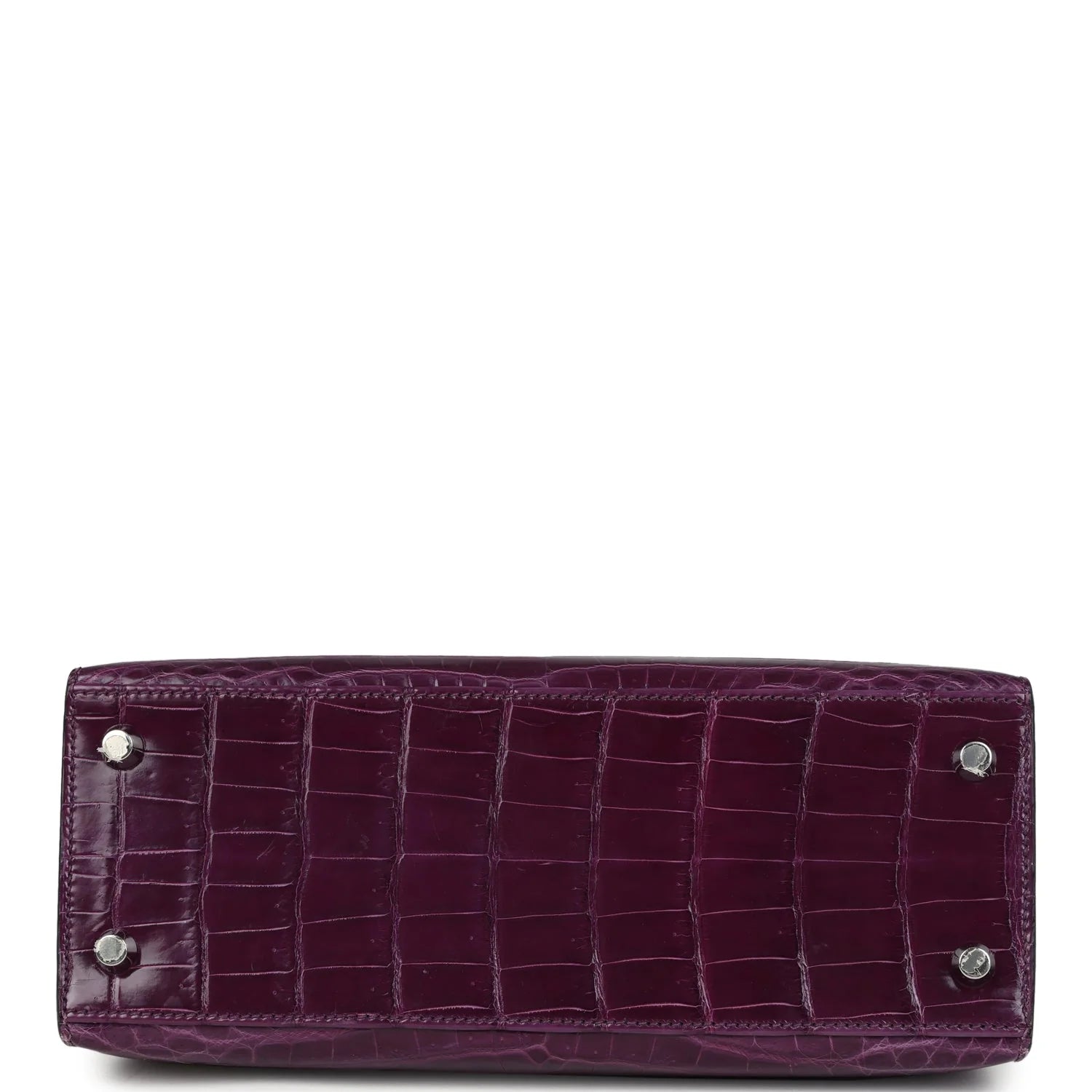 Hermès Kelly Sellier 25 – Amethyst Shiny Niloticus Crocodile with Palladium Hardware - Zeuskicks