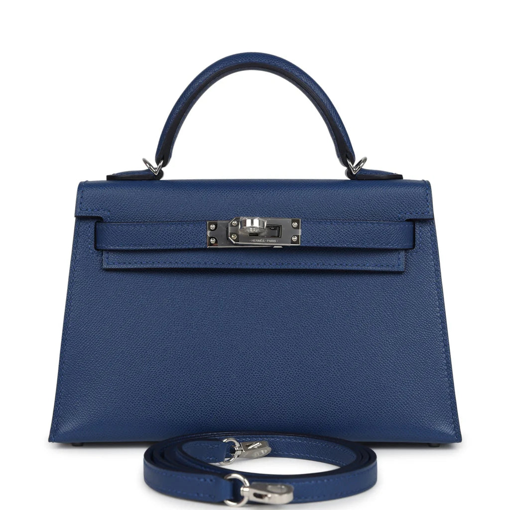 Hermès Kelly Sellier 20 in Bleu Tie Madame Leather with Palladium Hardware