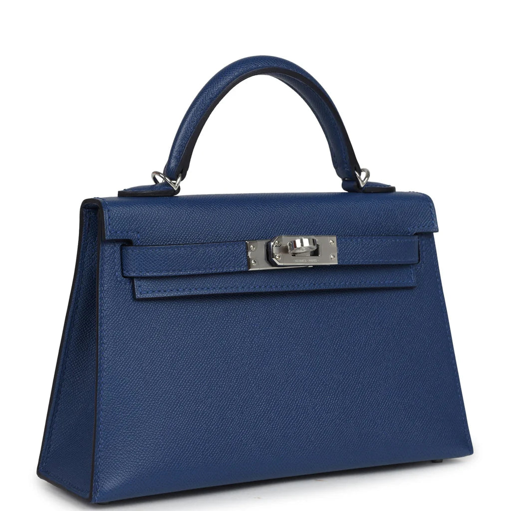 Hermès Kelly Sellier 20 in Bleu Tie Madame Leather with Palladium Hardware