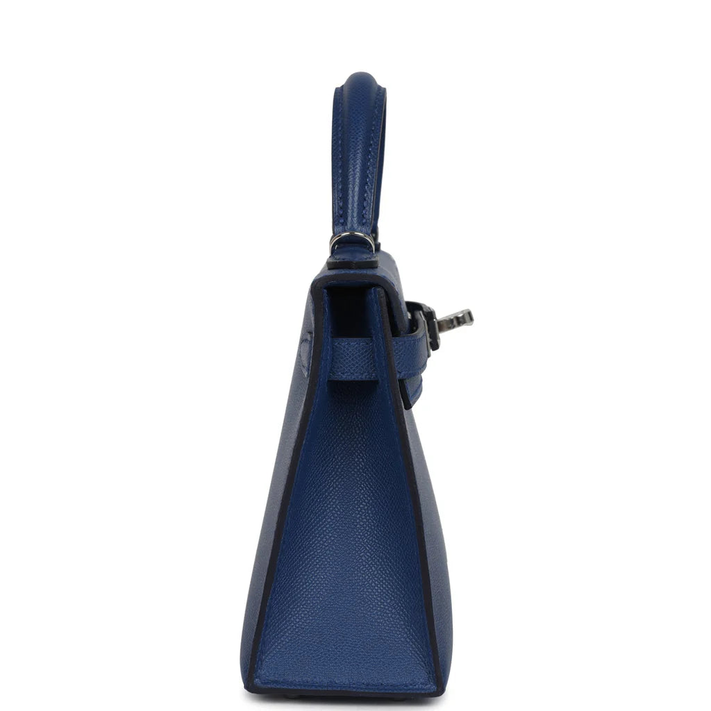 Hermès Kelly Sellier 20 in Bleu Tie Madame Leather with Palladium Hardware