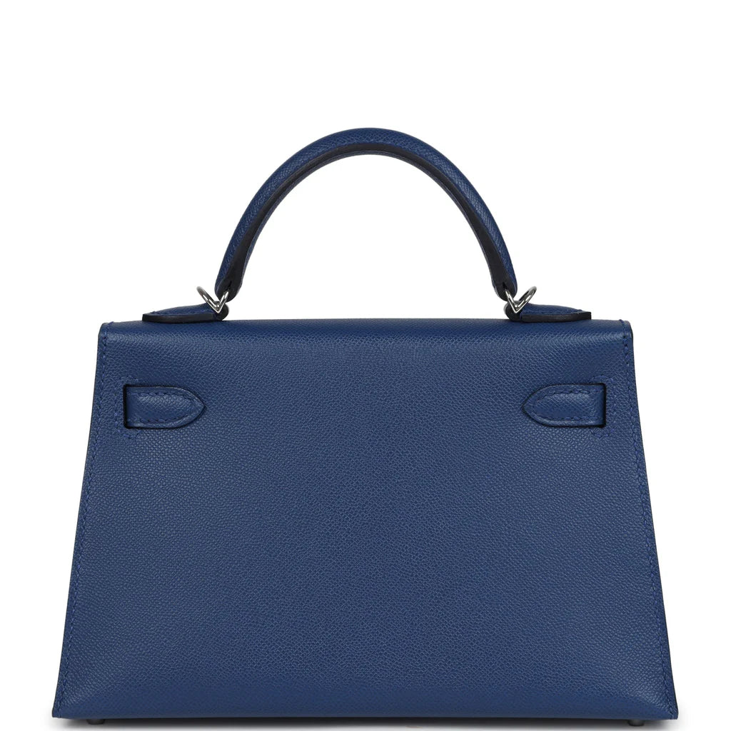 Hermès Kelly Sellier 20 in Bleu Tie Madame Leather with Palladium Hardware