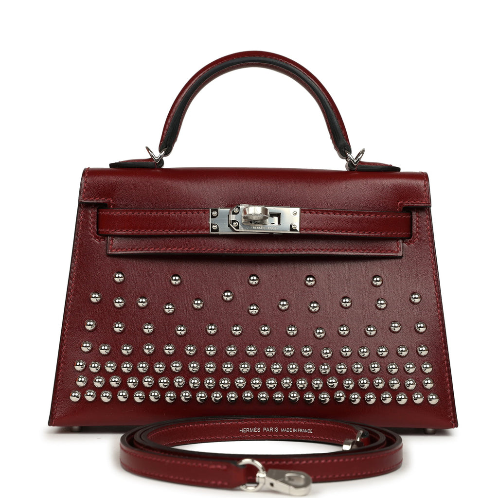 Hermès Kelly Sellier 20 Clouté Rouge H Box Leather Palladium Hardware