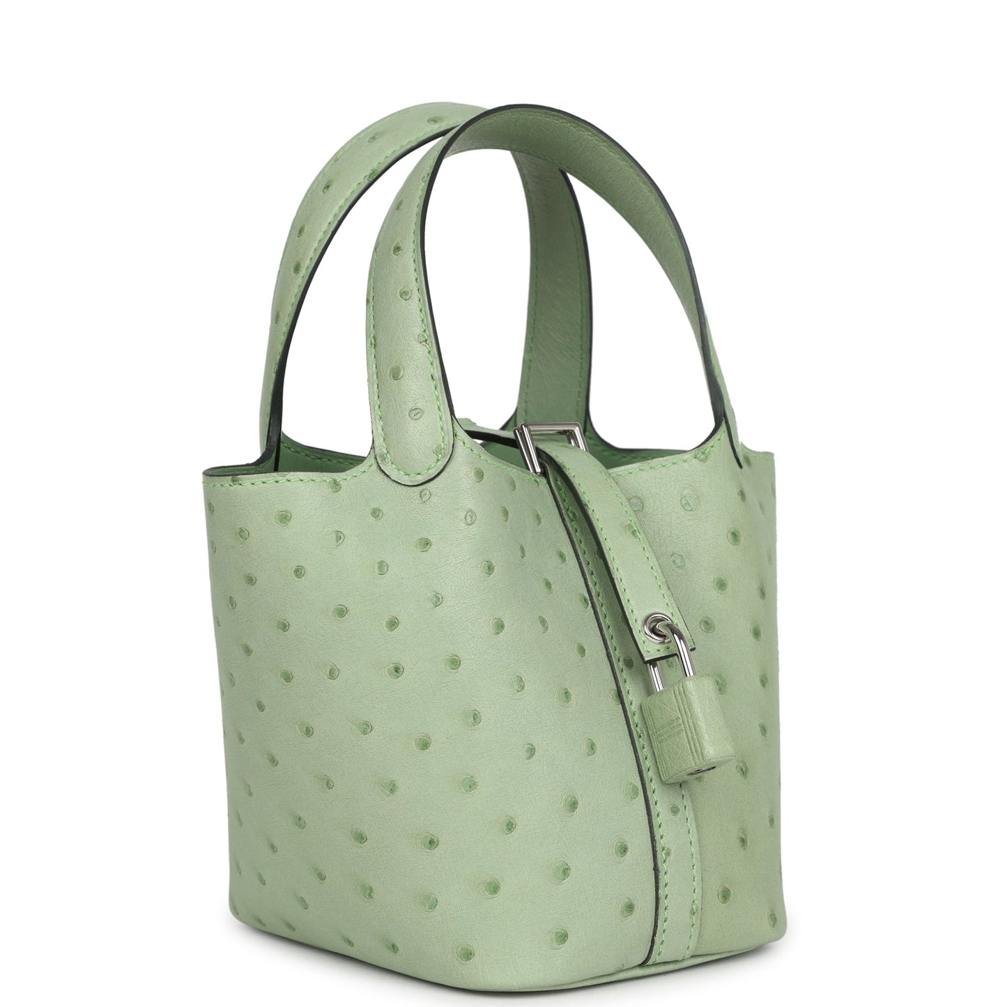 Hermès Micro Picotin Lock 14 – Vert Criquet Ostrich with Palladium Hardware