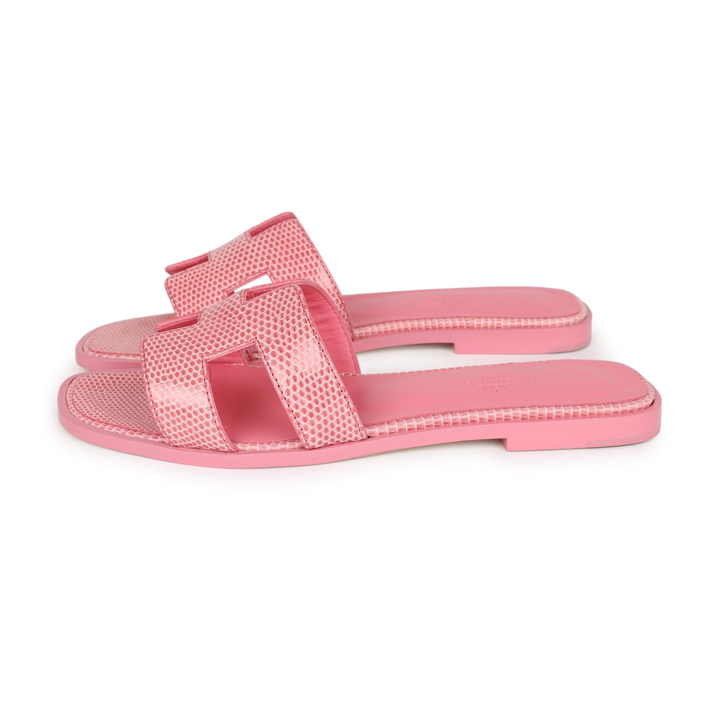 Hermès Oran Sandals – Rose Jaipur Lizard Leather Edition