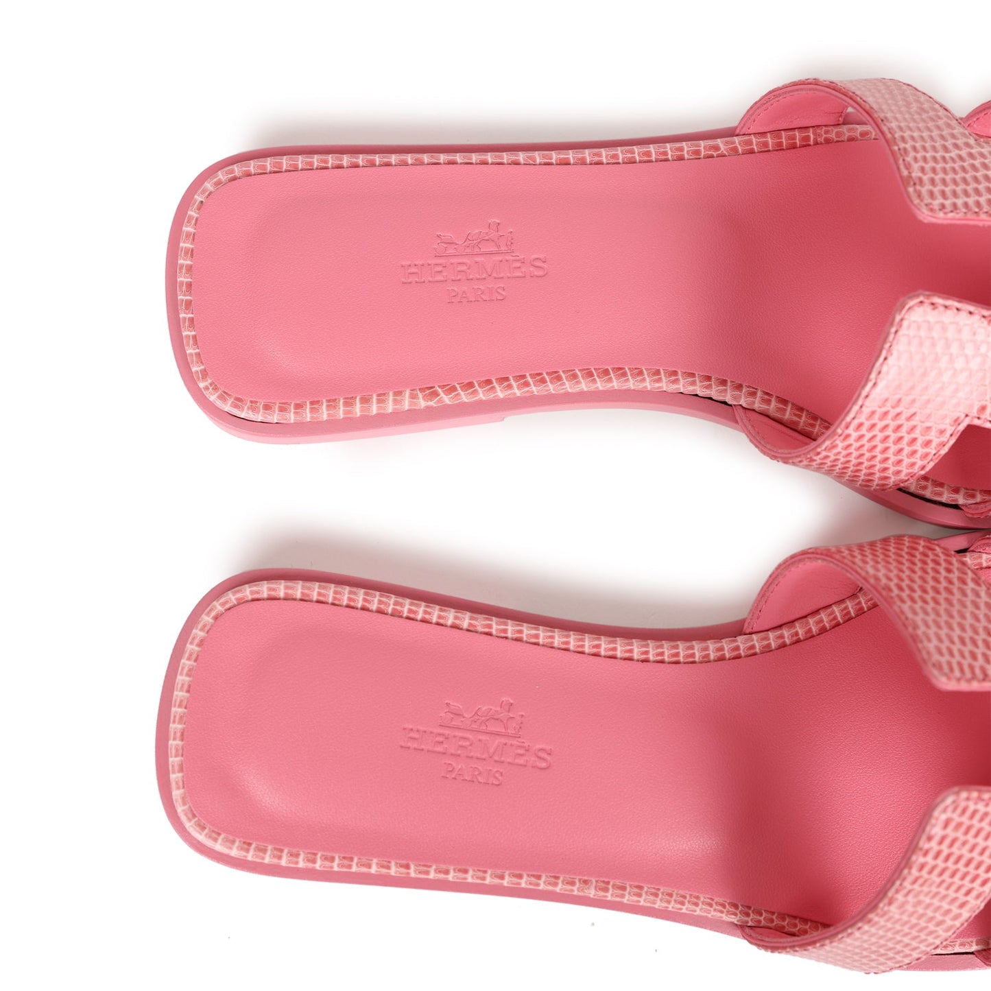 Hermès Oran Sandals – Rose Jaipur Lizard Leather Edition
