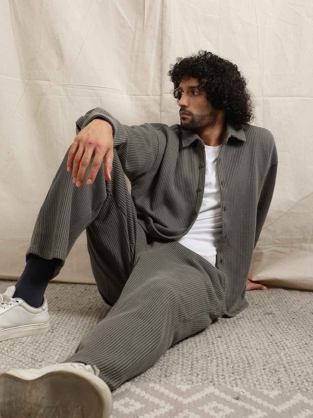 CO-ORD IN SWEATER KNIT FABRIC (OLIVE) by GREY AREA
