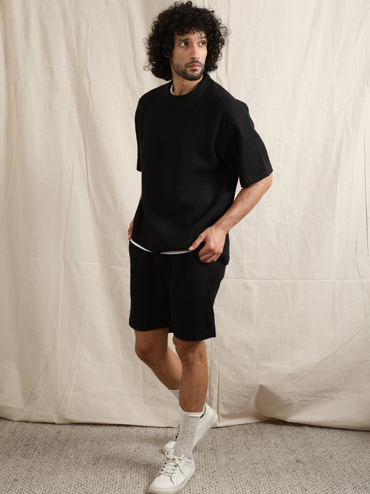 CO-ORD IN SWEATER KNIT FABRIC (BLACK) by GREY AREA