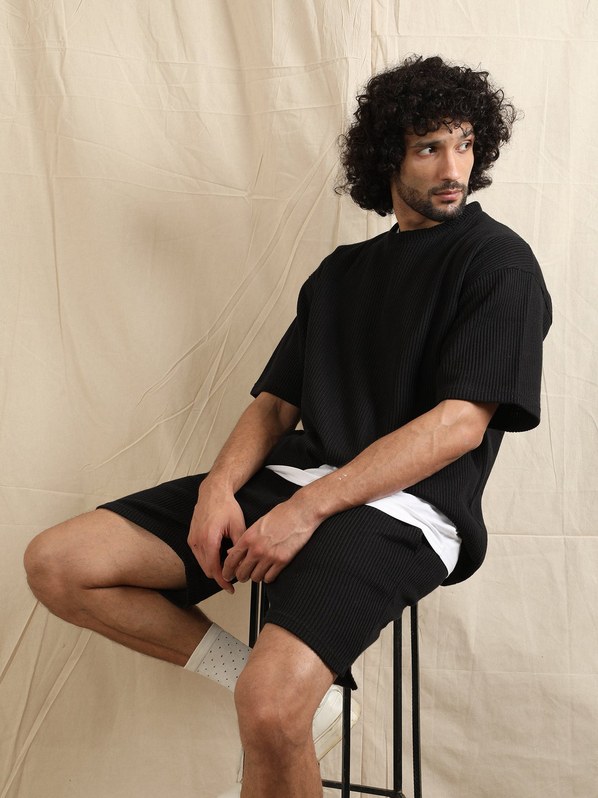 CO-ORD IN SWEATER KNIT FABRIC (BLACK) by GREY AREA