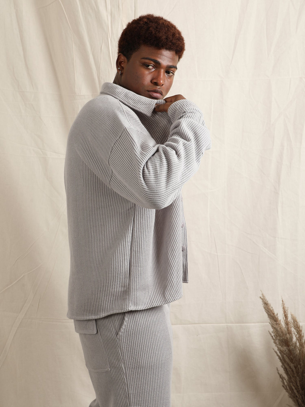 CO-ORD IN SWEATER KNIT FABRIC (LIGHT GREY) by GREY AREA