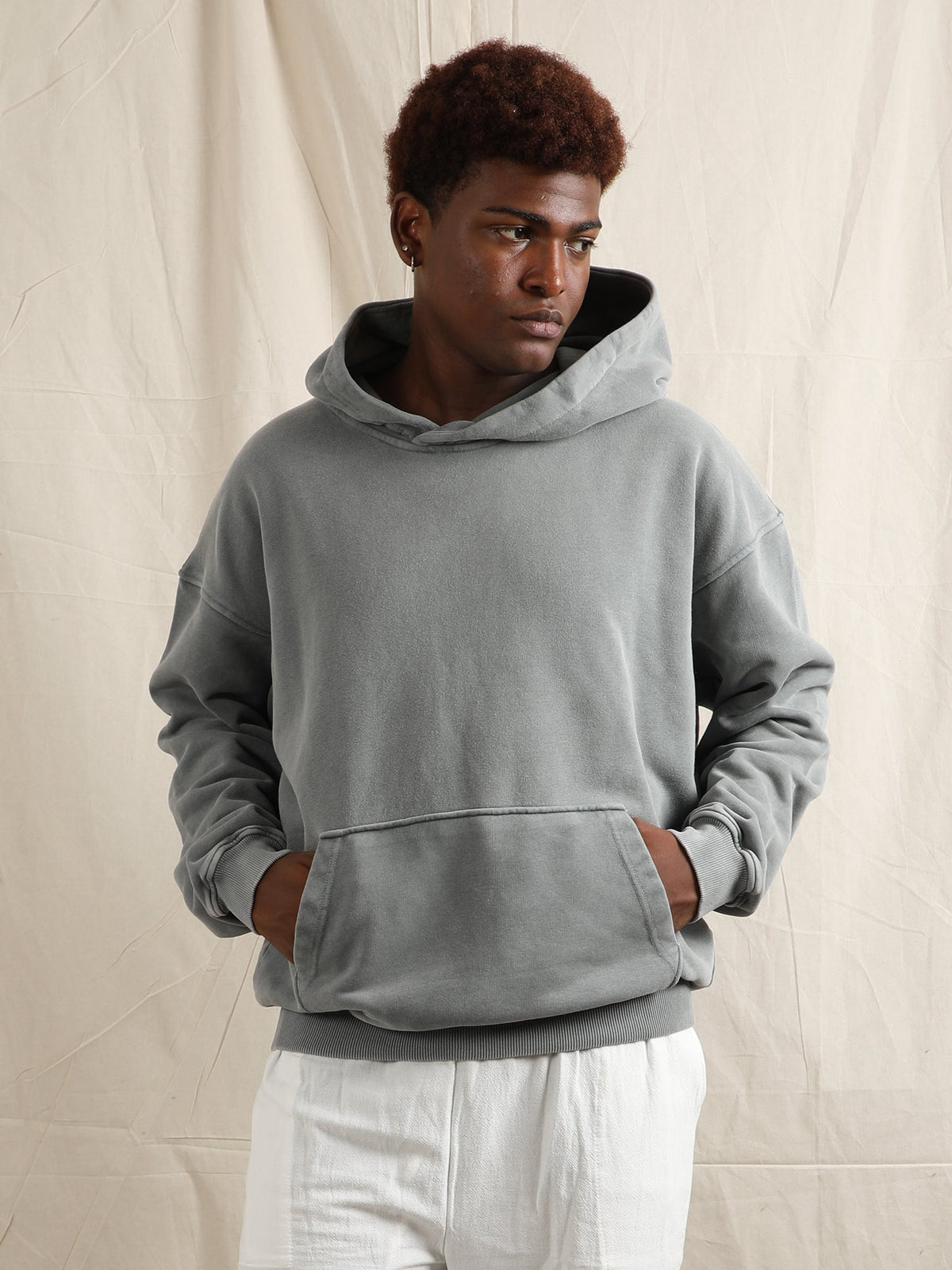 OVERDYED HEAVY WEIGHT HOODIE (GREY BLUE) by GREY AREA