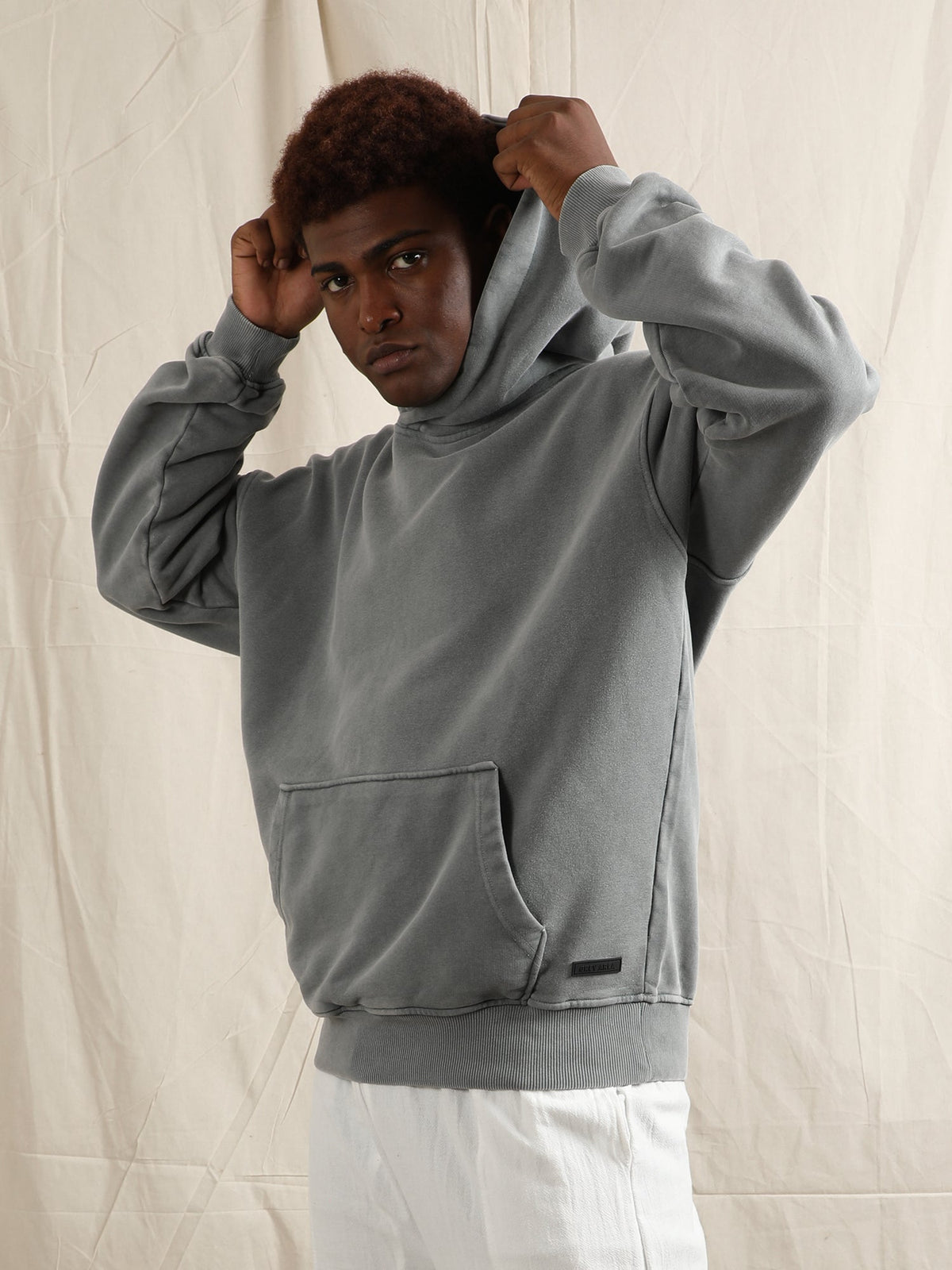 OVERDYED HEAVY WEIGHT HOODIE (GREY BLUE) by GREY AREA