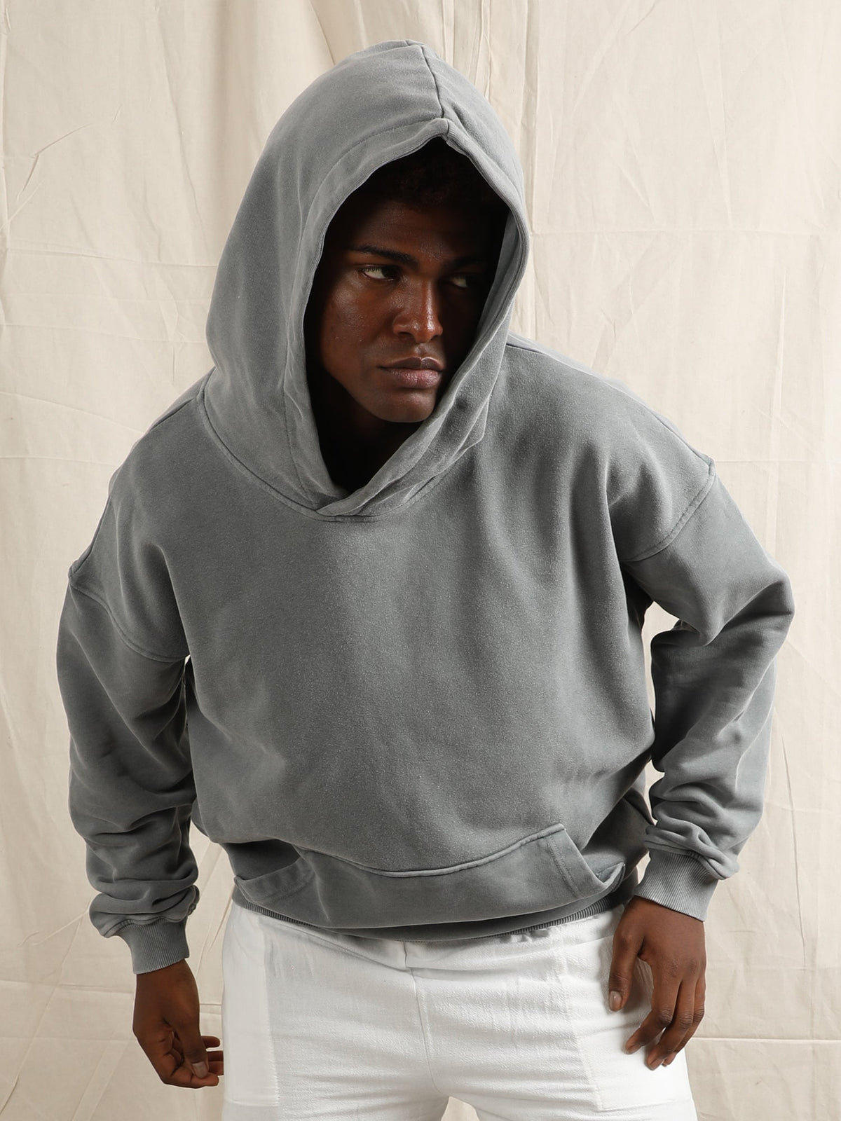 OVERDYED HEAVY WEIGHT HOODIE (GREY BLUE) by GREY AREA