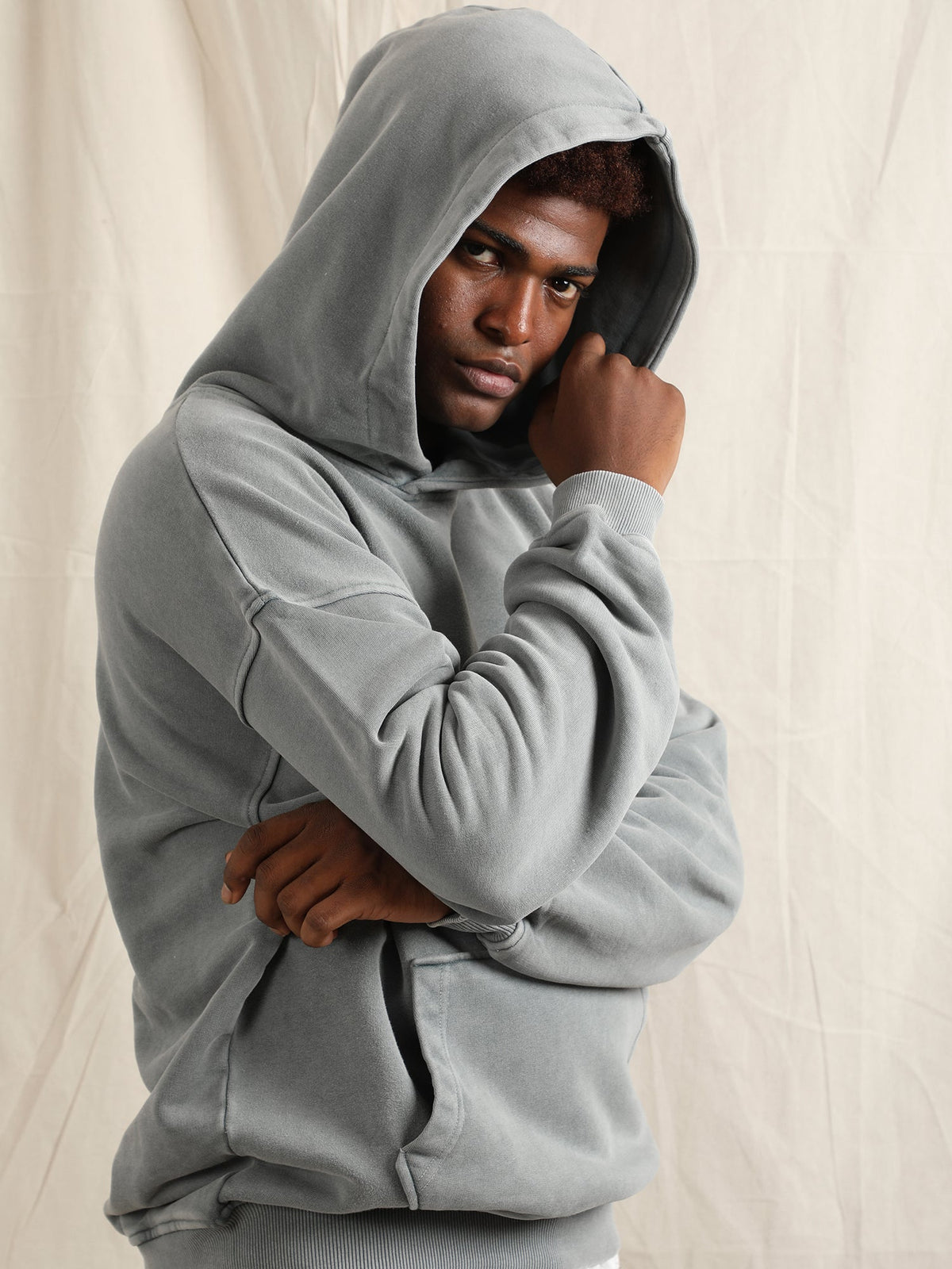 OVERDYED HEAVY WEIGHT HOODIE (GREY BLUE) by GREY AREA