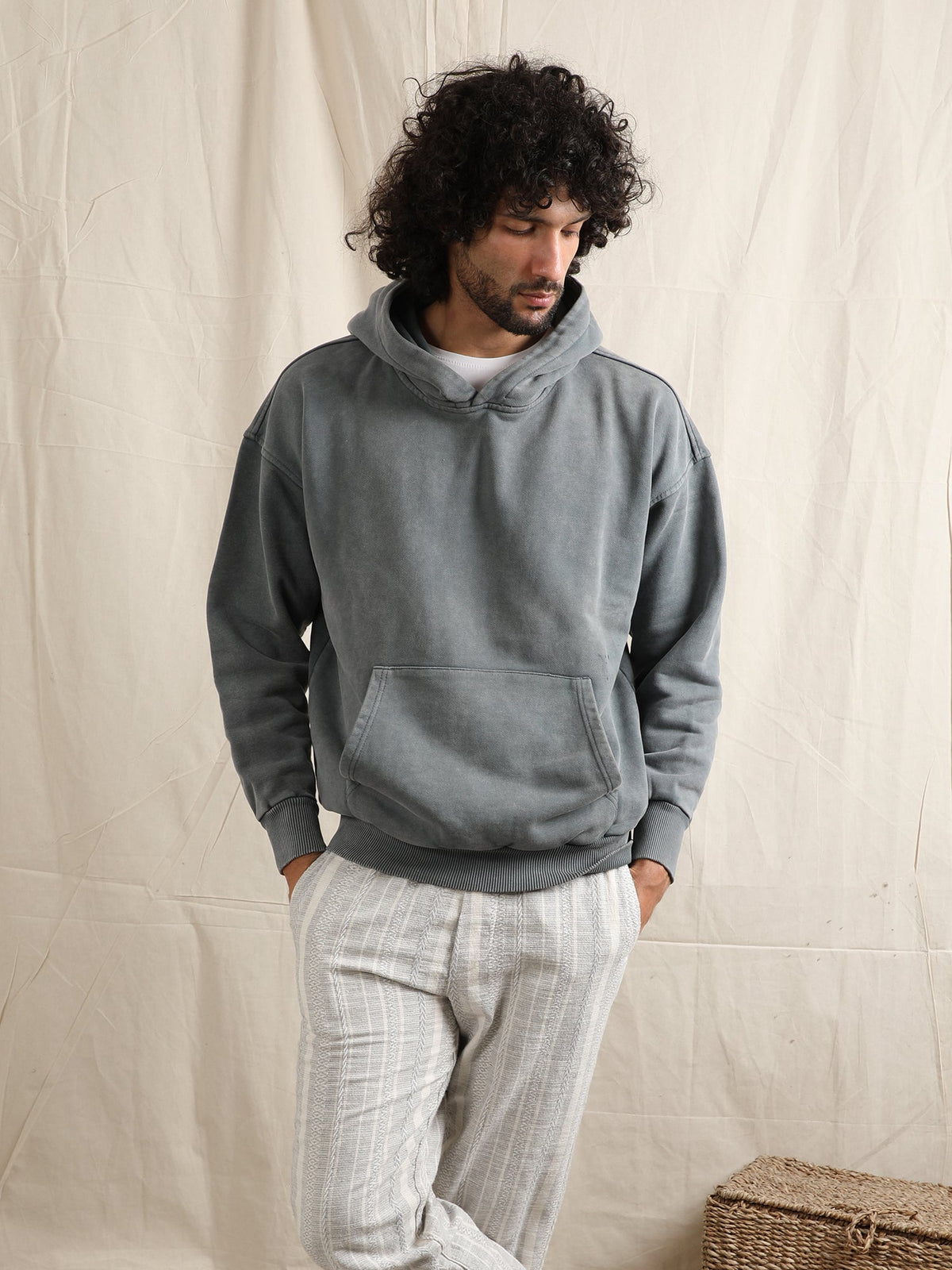 OVERDYED HEAVY WEIGHT HOODIE (WIND SKY) by GREY AREA