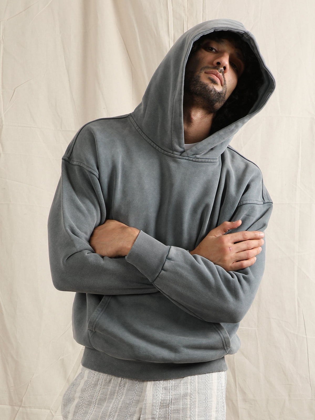 OVERDYED HEAVY WEIGHT HOODIE (WIND SKY) by GREY AREA