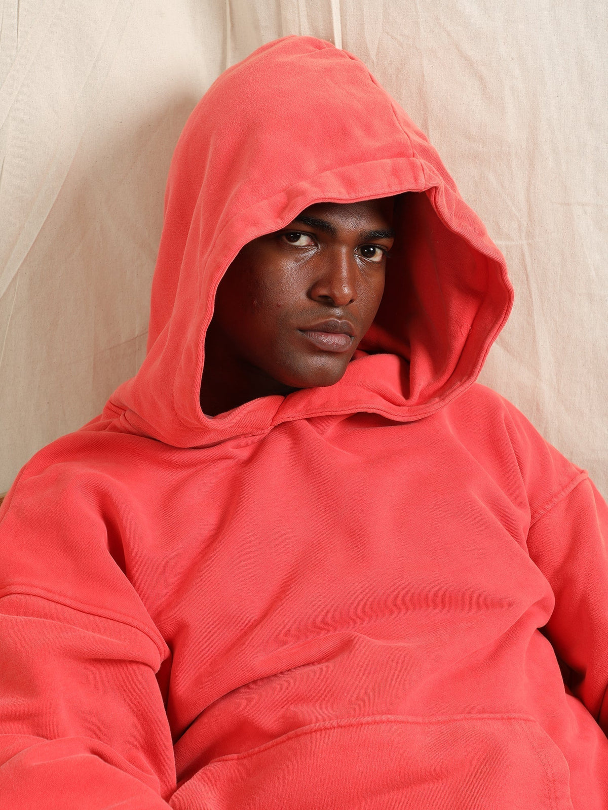 OVERDYED HEAVY WEIGHT HOODIE (BRIGHT SCARLET) by GREY AREA