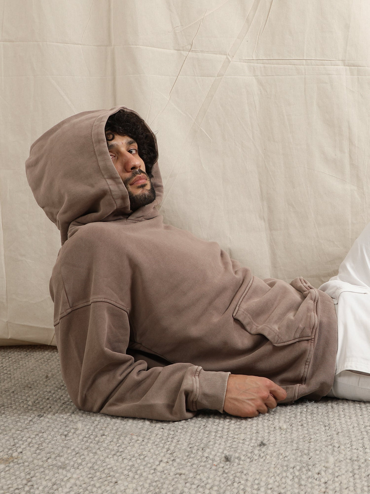 OVERDYED HEAVY WEIGHT HOODIE (BROWN) by GREY AREA