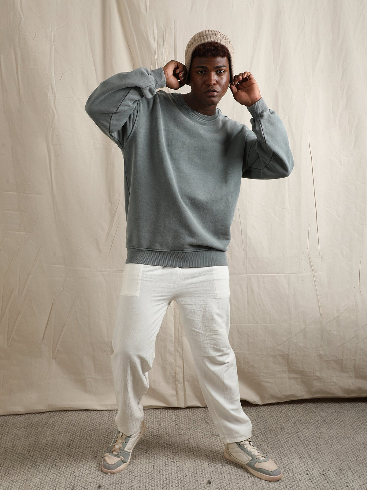 OVERDYED SWEATSHIRT (GREY TEAL) by GREY AREA