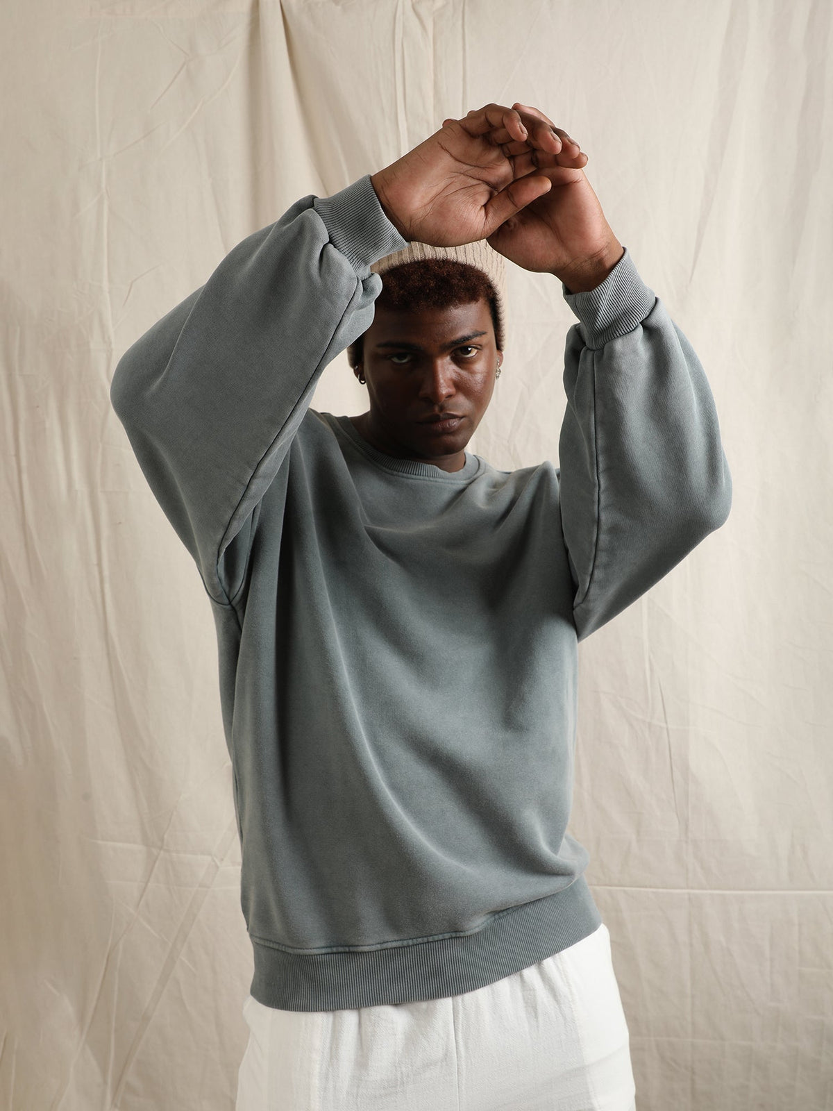 OVERDYED SWEATSHIRT (GREY TEAL) by GREY AREA