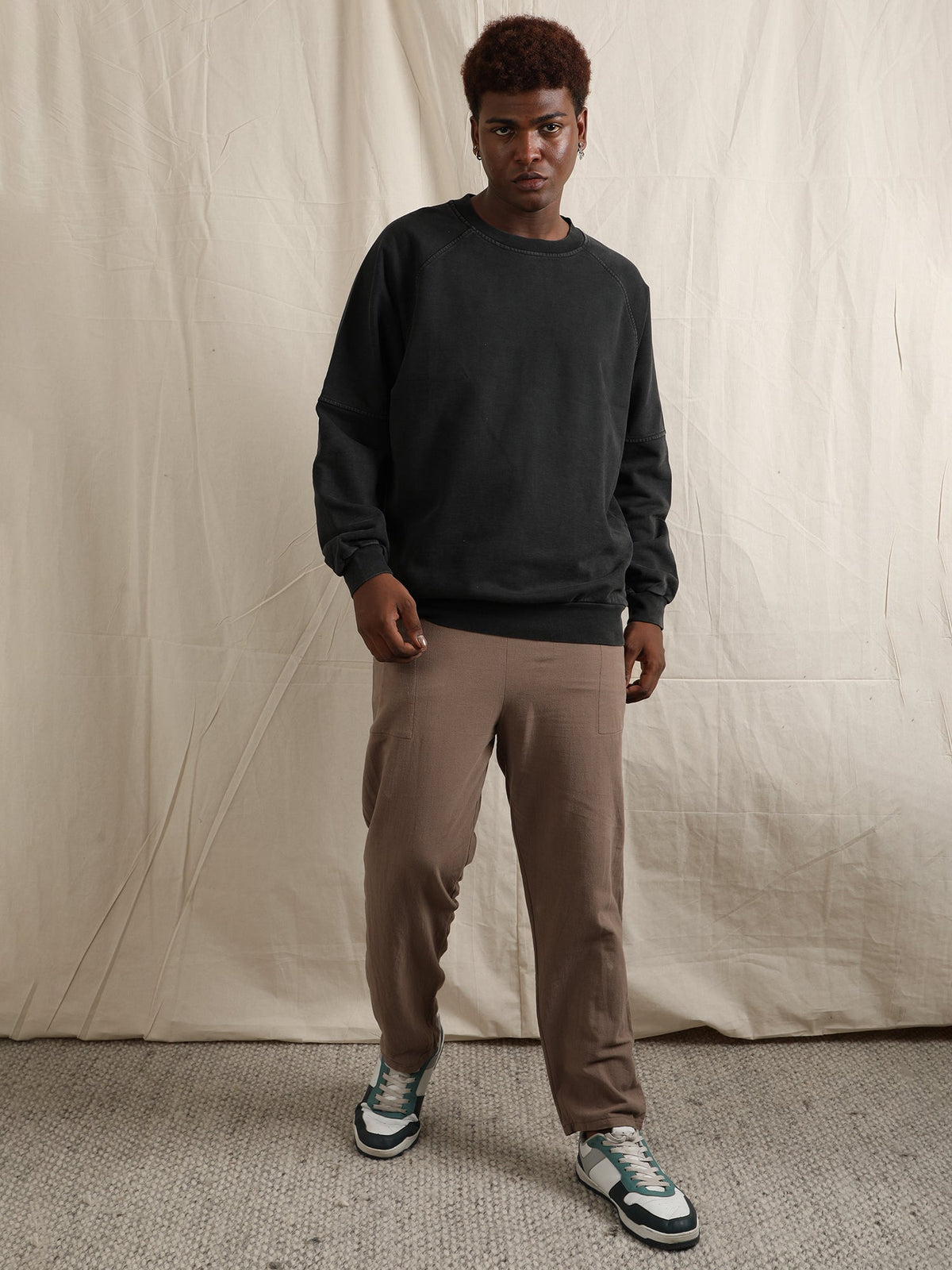 OVERDYED RAGLAN SLEEVED SWEATSHIRT (BLACK) by GREY AREA