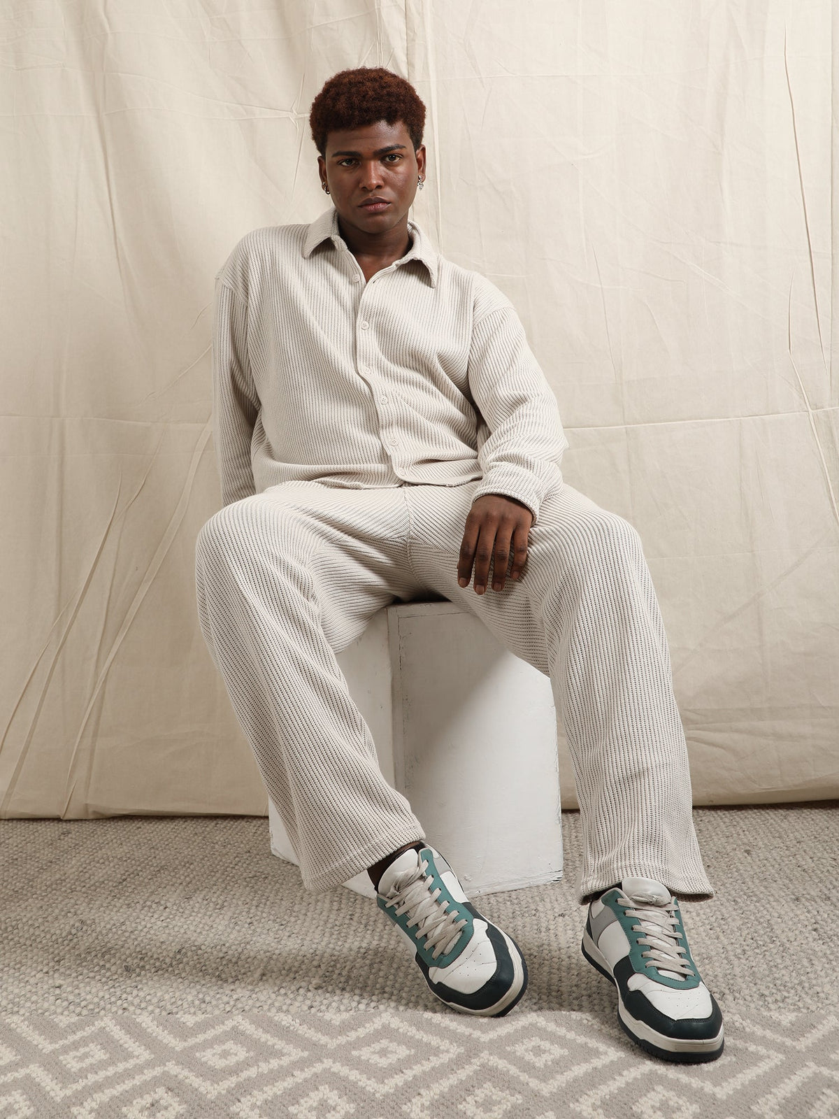 CO-ORD IN SWEATER KNIT FABRIC (CREAM) by GREY AREA