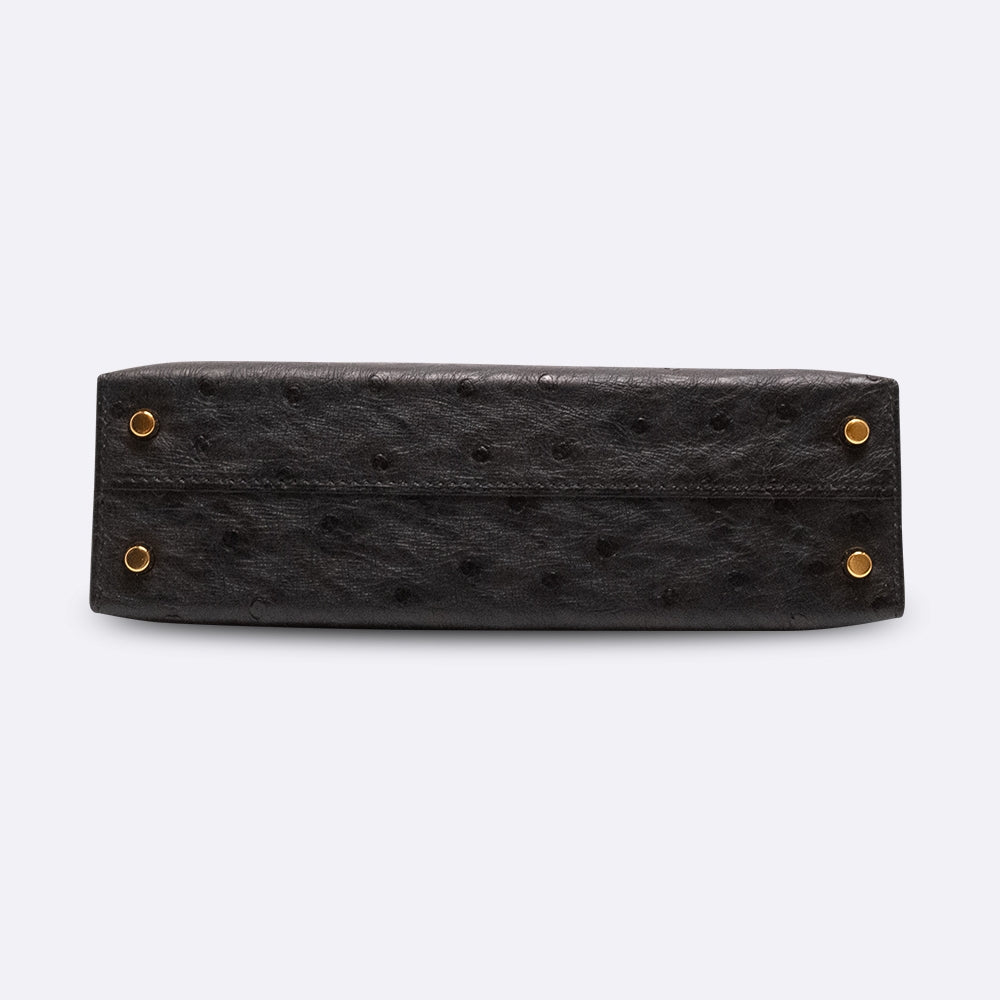 Hermès Kelly Mini 20 – Black Ostrich Leather with Gold Hardware (2021 Z Stamp) - Zeuskicks
