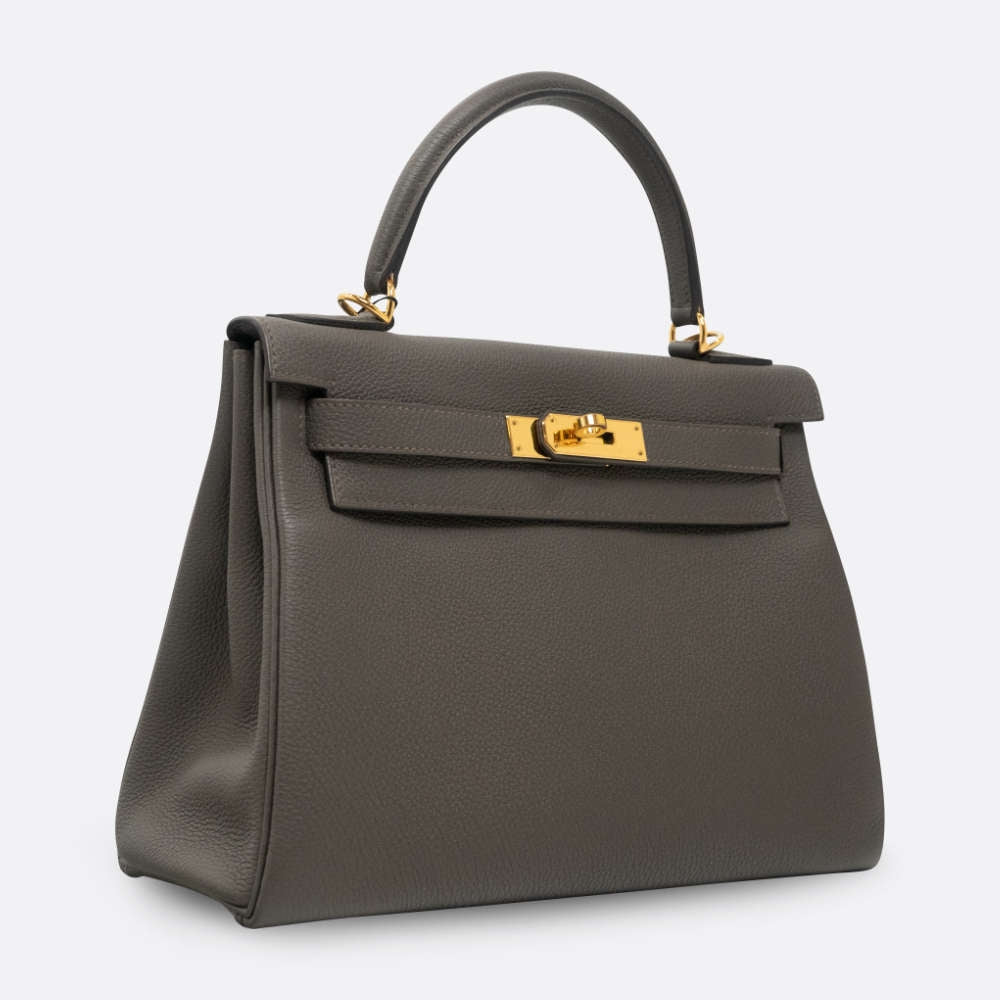 Hermès Kelly 28 Retourne – Etain Togo Leather with Gold Hardware (2021 Z Stamp) - Zeuskicks