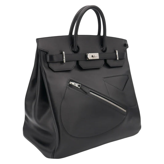 Hermès 40cm HAC – Rock Black Volupto Leather with Palladium Hardware
