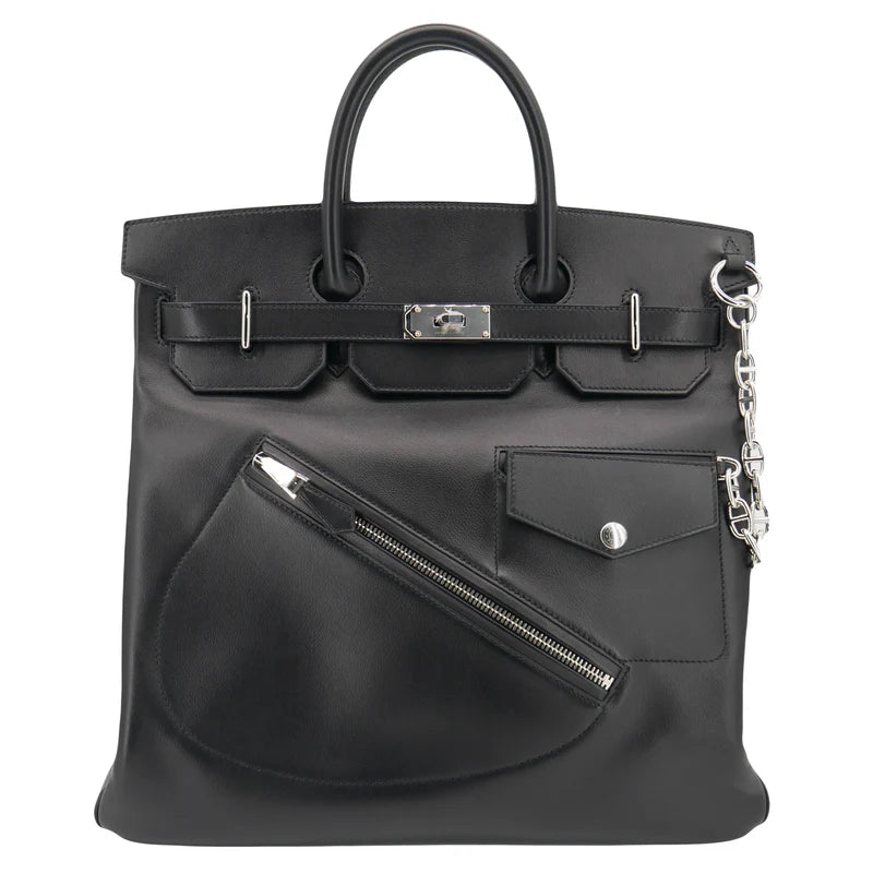 Hermès 40cm HAC – Rock Black Volupto Leather with Palladium Hardware