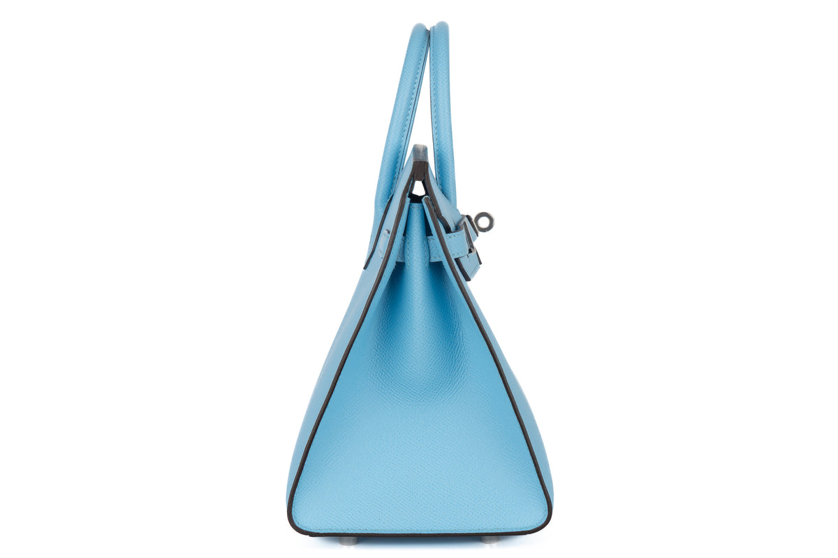 Hermès Birkin 25 Bleu Celeste Epsom Sellier Palladium Hardware - view 5