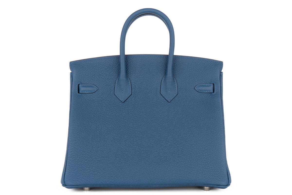 Hermès Birkin 25 Bleu Tie Togo Palladium Hardware - view 3