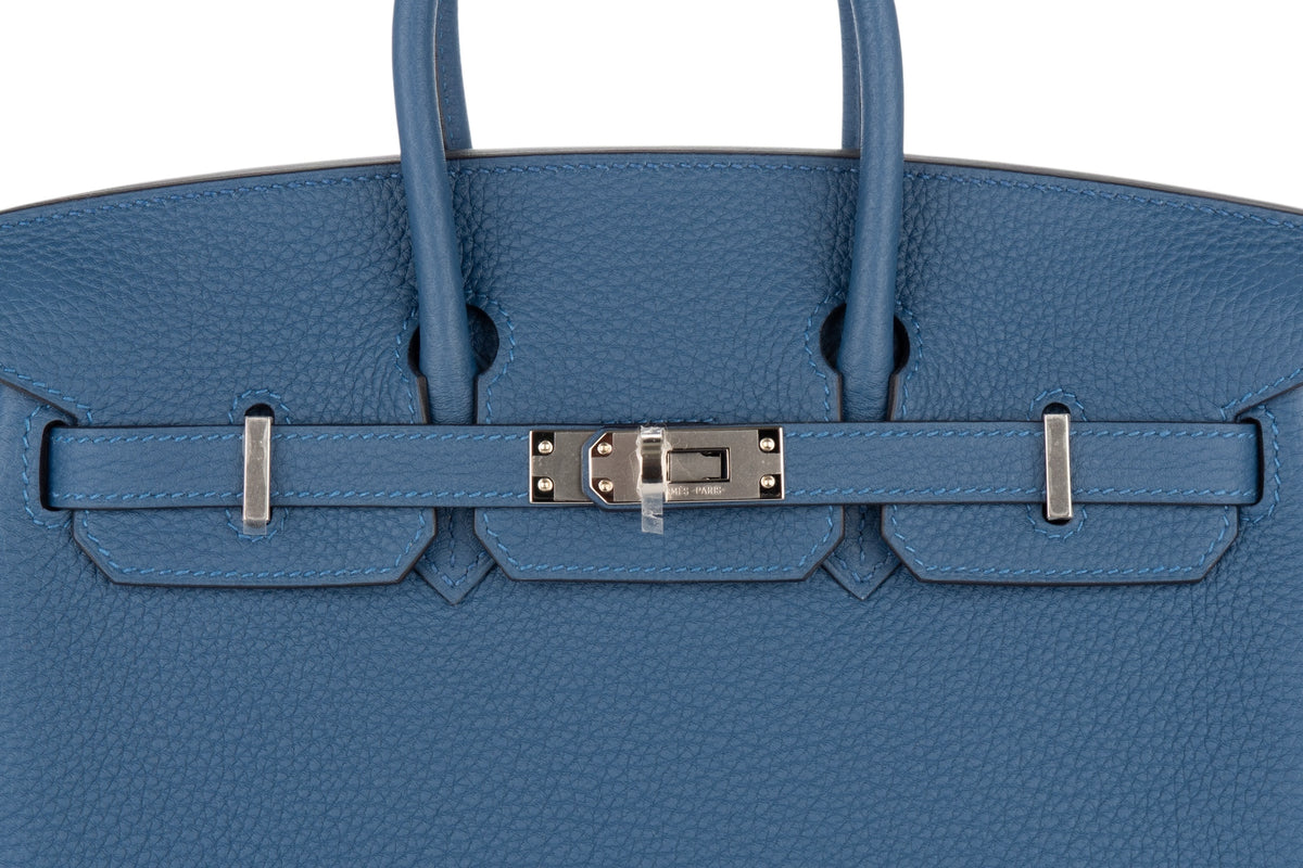 Hermès Birkin 25 Bleu Tie Togo Palladium Hardware - view 7