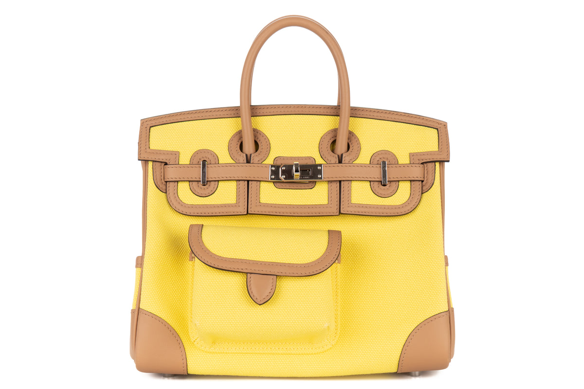 Hermès Birkin 25 Cargo Jaune Citron / Chai Toile & Swift Palladium Hardware - view 1
