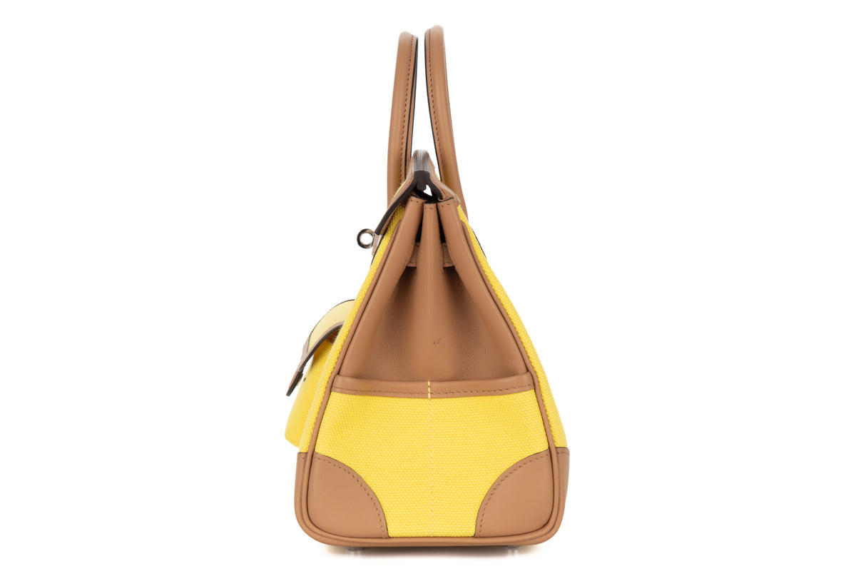 Hermès Birkin 25 Cargo Jaune Citron / Chai Toile & Swift Palladium Hardware - view 4