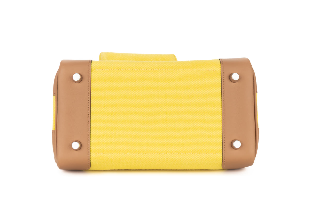 Hermès Birkin 25 Cargo Jaune Citron / Chai Toile & Swift Palladium Hardware - view 6