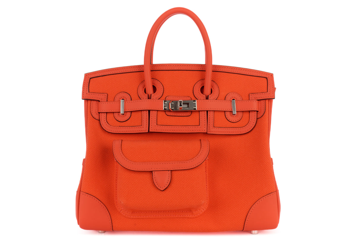 Hermès Birkin 25 Cargo Orange Field Toile & Swift Palladium Hardware - view 1