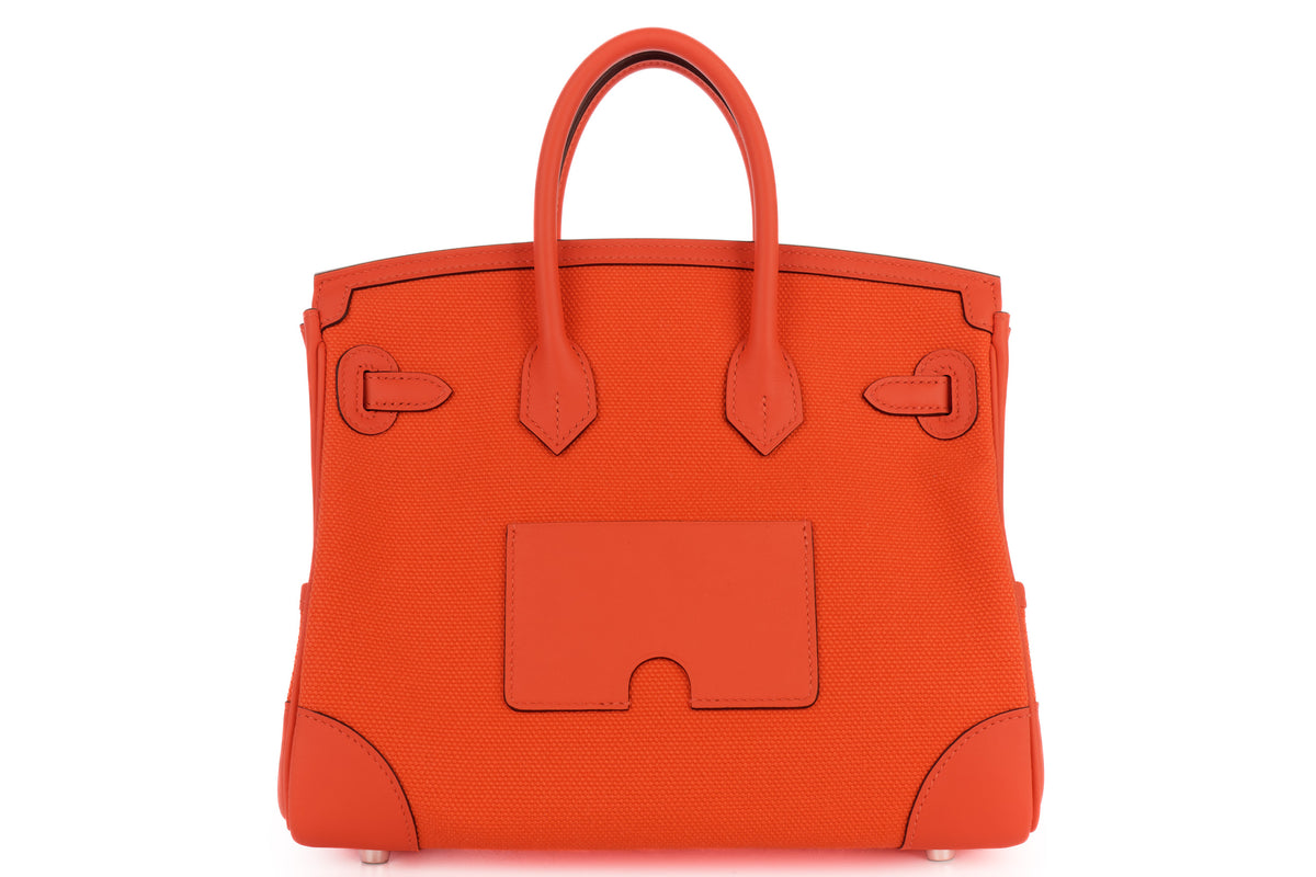 Hermès Birkin 25 Cargo Orange Field Toile & Swift Palladium Hardware - view 3