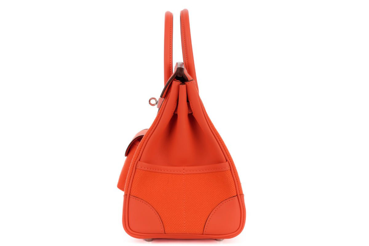Hermès Birkin 25 Cargo Orange Field Toile & Swift Palladium Hardware - view 4