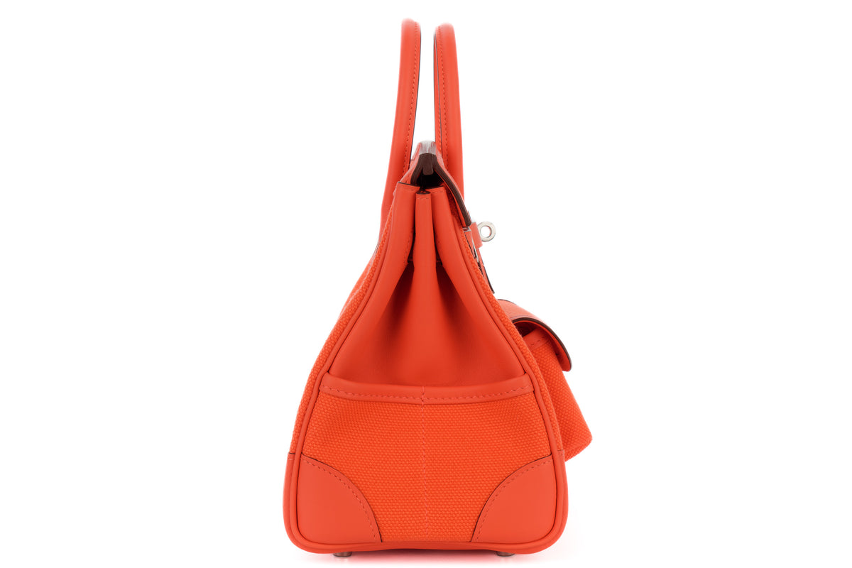 Hermès Birkin 25 Cargo Orange Field Toile & Swift Palladium Hardware - view 5
