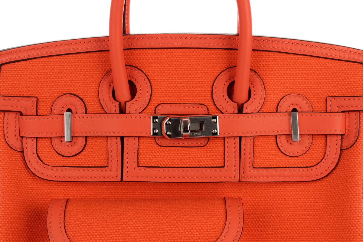 Hermès Birkin 25 Cargo Orange Field Toile & Swift Palladium Hardware - view 7