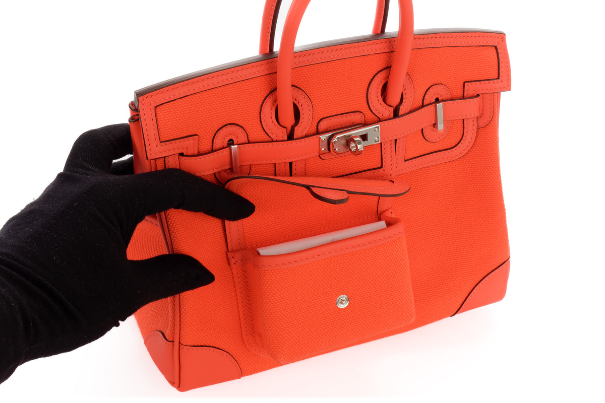 Hermès Birkin 25 Cargo Orange Field Toile & Swift Palladium Hardware - view 8