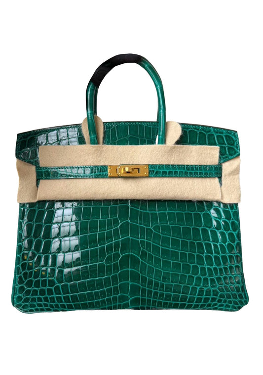 Hermès Birkin 25 – Emerald Green Shiny Niloticus Crocodile with Gold Hardware - Zeuskicks