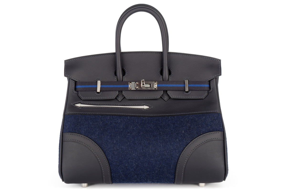 Hermès Birkin 25 Limited Edition Go Team Cabane/Bleu France/Bleu Nuit New White Swift Palladium Hardware - view 3