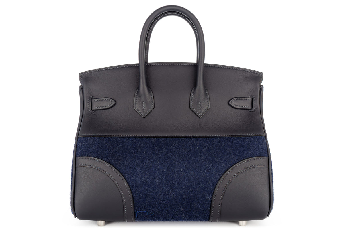 Hermès Birkin 25 Limited Edition Go Team Cabane/Bleu France/Bleu Nuit New White Swift Palladium Hardware - view 4